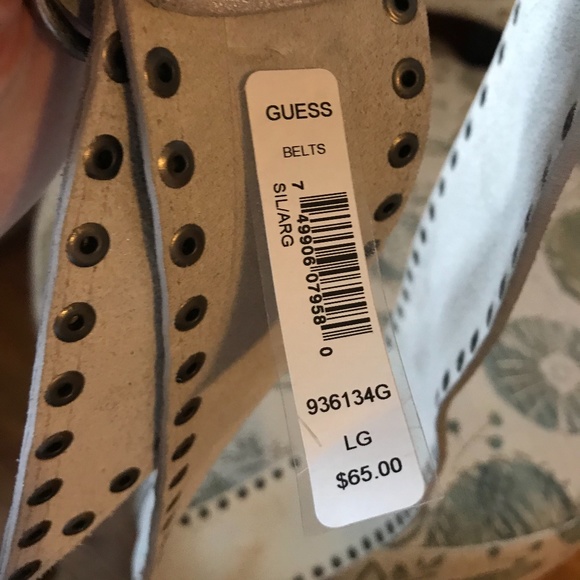 Guess Silver Belt - Genuine Leather, size Large - Picture 3 of 7